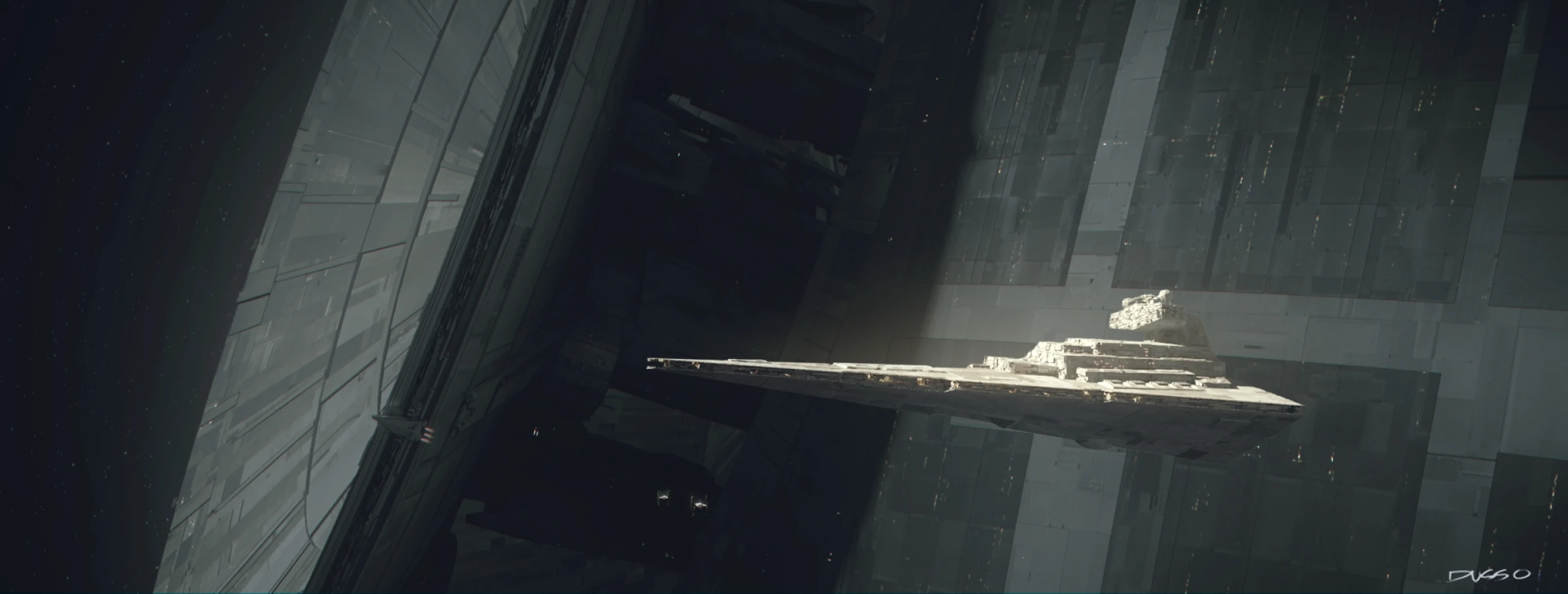  Star Wars spaceship destroyer base concept art by Dusso 