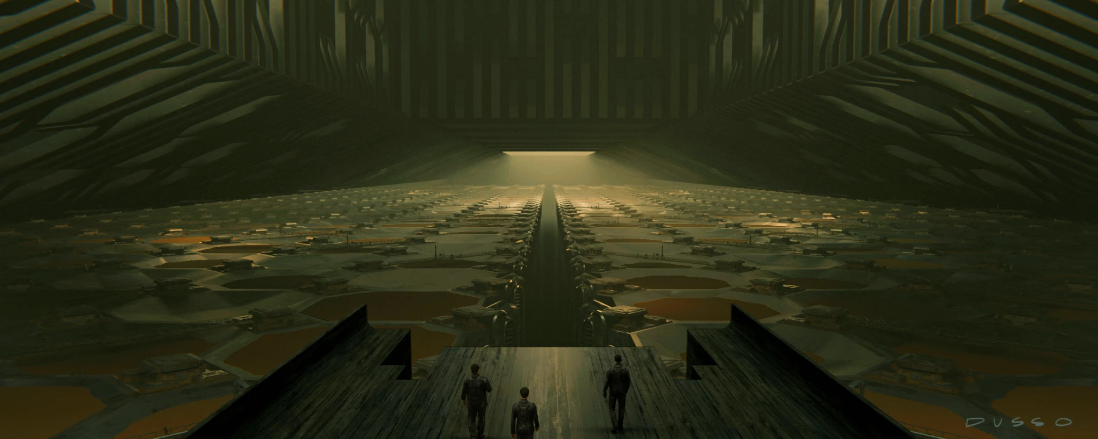 dusso science fiction warehouse concept art