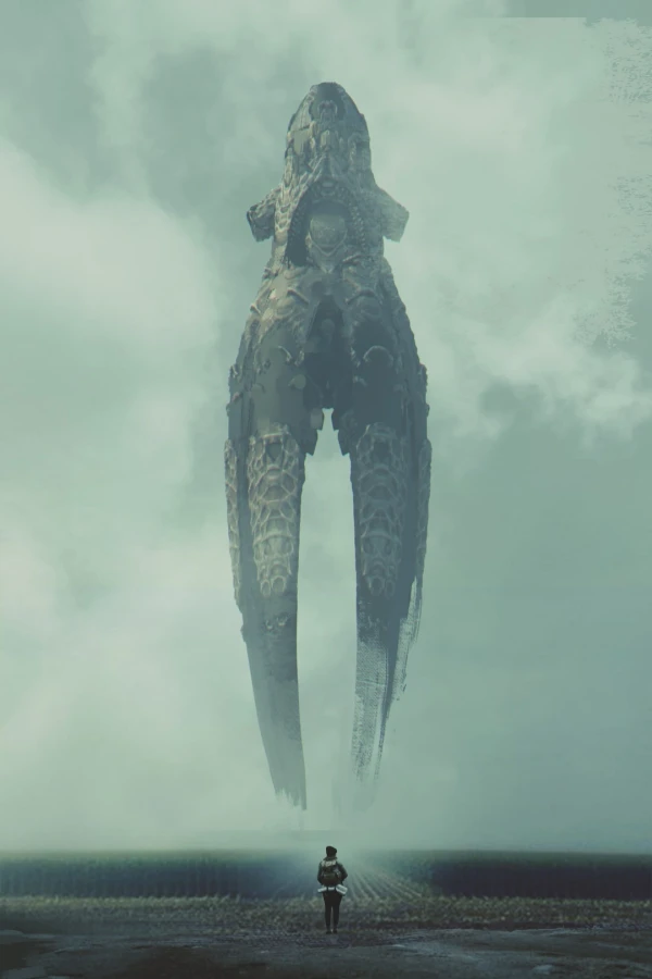 Squid spaceship concept art from Raynault vfx