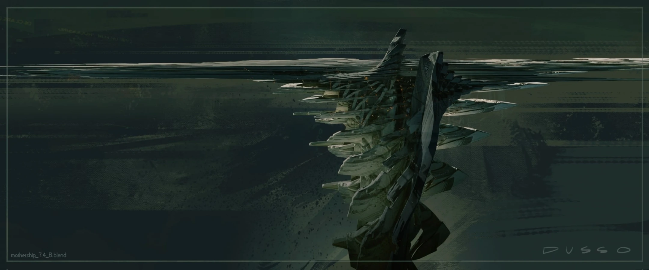 Mothership invasion dark concept art from raynault vfx