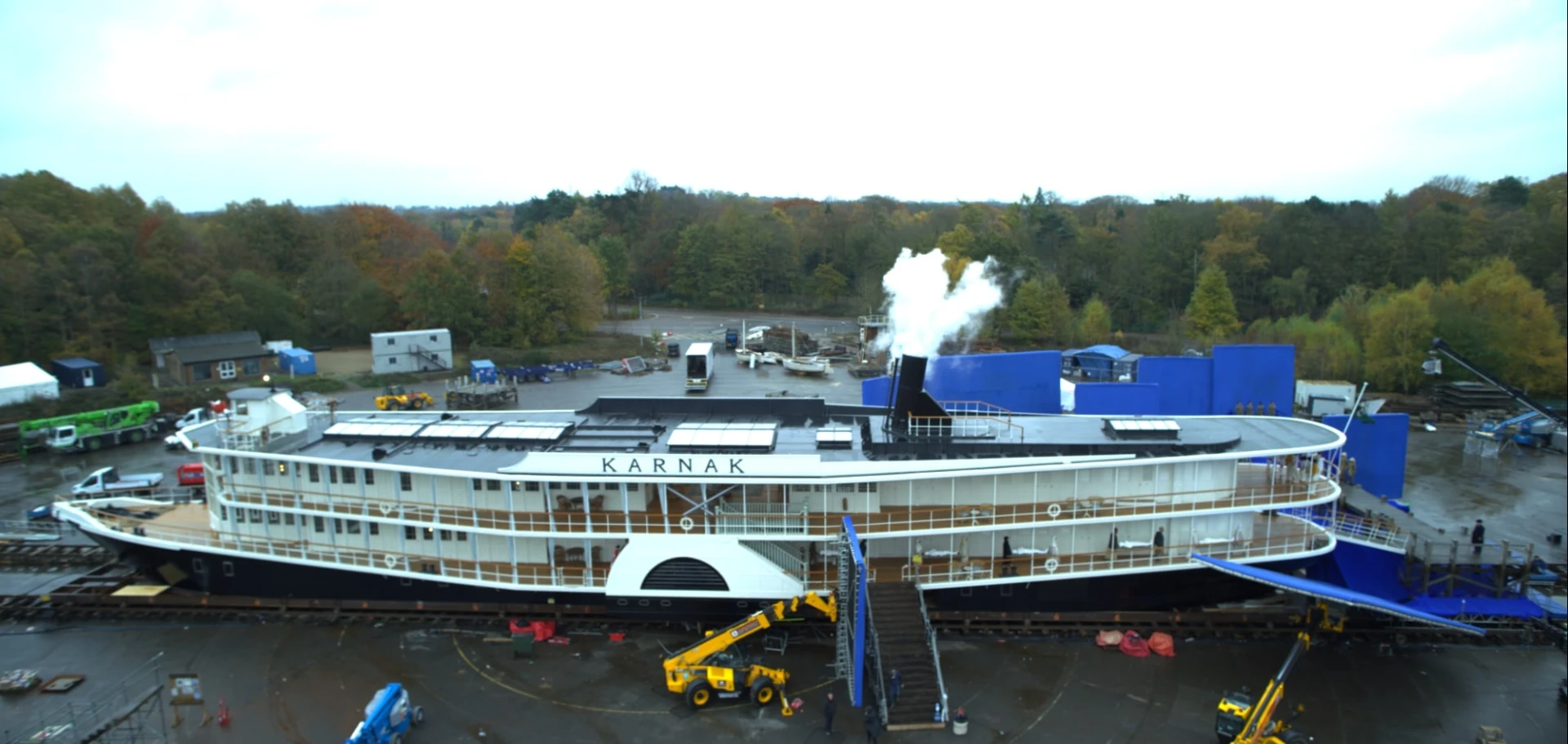 Death on the Nile boat view before Raynault vfx work