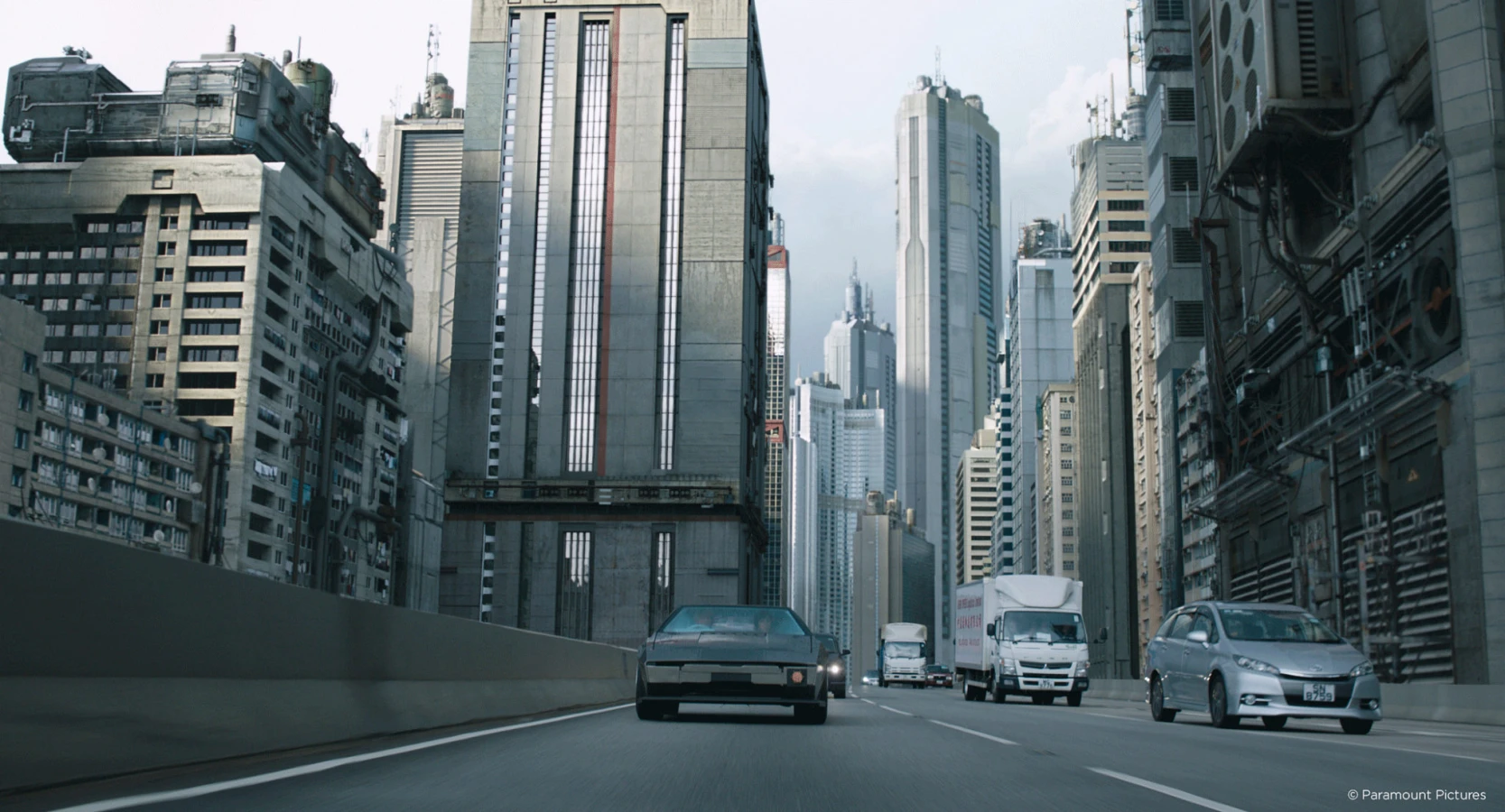 Ghost in the shell skyscrapers view on road shot from Raynault vfx