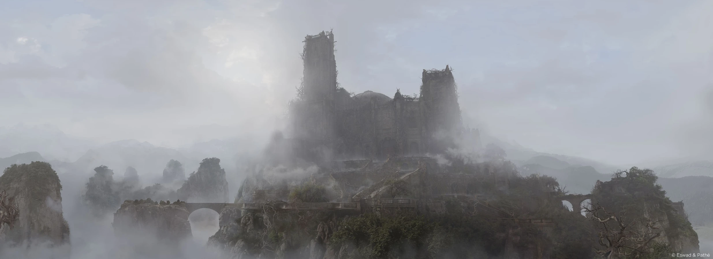The beauty and the beast castle in fog from Raynault vfx